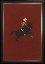 Black Framed Western Skeleton Cowboy Wall Art Vintage Dark Rider Horse Poster Go
