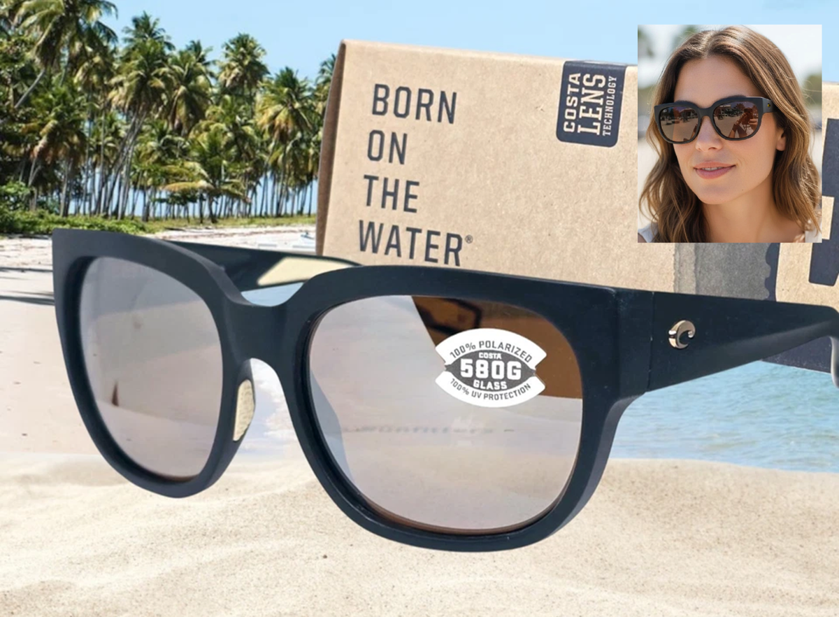 COSTA DEL MAR black/silver mirror WATERWOMAN 2 polarized  display picture 1