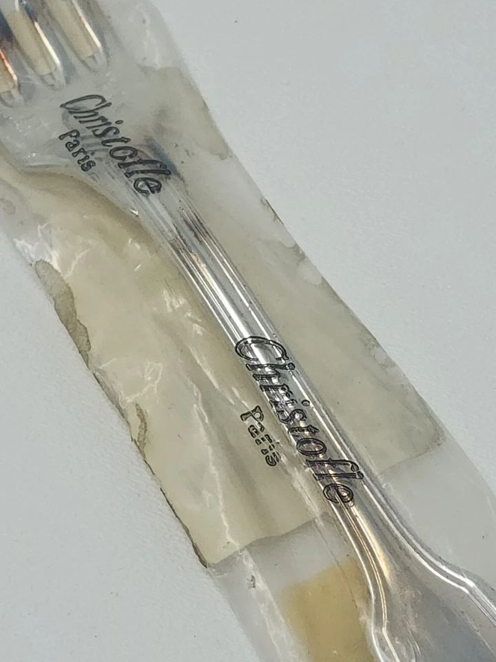 Tenedor de cena Christofle France cubiertos Chinon plateado 8" Foto 4 de 4