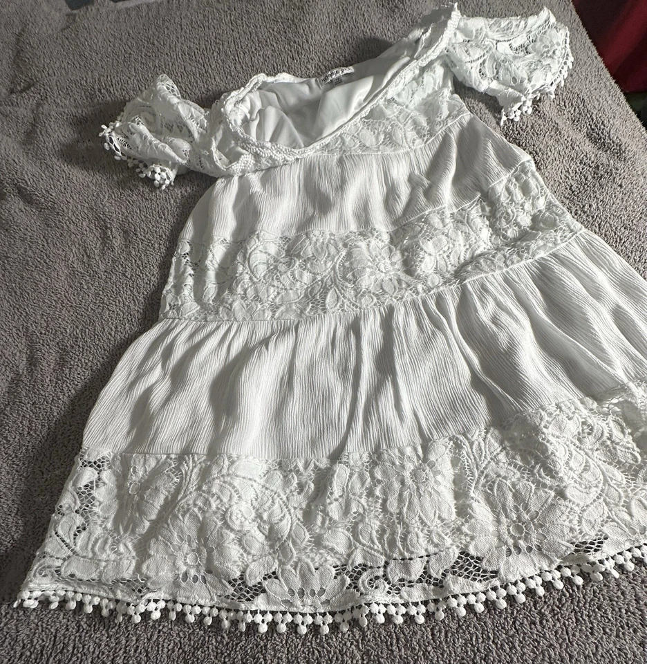 Petit, small Robbie Bee Womens Dress White Lace Floral Lined RB61321PJP - Image 4 of 4