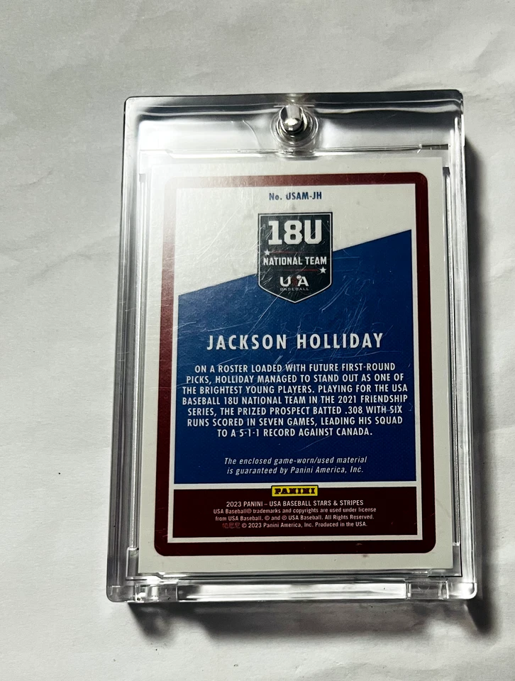 2023 PANINI-TEAM USA #'ed/50 GAME WORN PATCH JACKSON HOLLIDAY #USAM-JH - Image 2 of 2