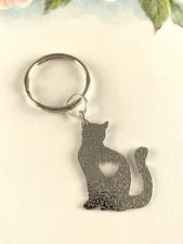 Silver Cat Key Chain Ring Womens Girls Accessories Cat Gifts New