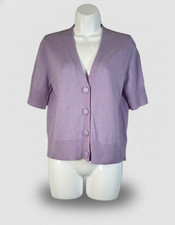 Veronica Beard Women's Purple Cashmere Short Sleeve V-Neck Solene Sweater Size S