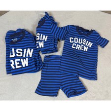 3 Cousin Crew Short Summer Pajamas PJs Blue Stripe Boys 6 8 3T Children's Place