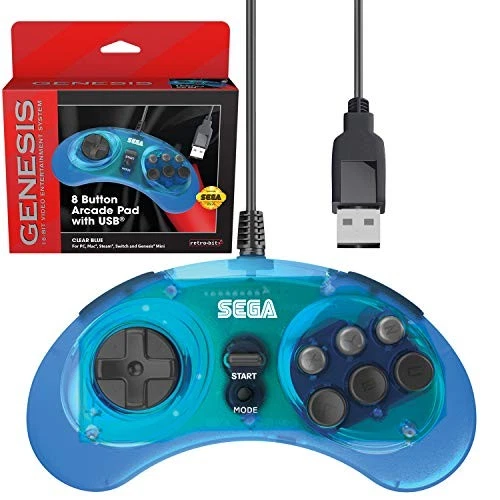 [New] Retro-Bit Official Sega Genesis USB Controller 8-Button Arcade Pad for