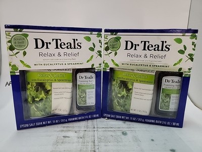 2x Dr Teal s Relax & Relief With Eucalyptus & Spearmint Gift Box Set