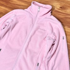 Columbia Fleece Jacket Girls Youth 18-20 Extra Large Pink Track Full Zip Up y2k