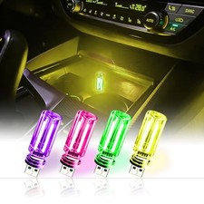 4 Pack USB Ambient Light Set,Mini Vintage Glass 1Purple 1Pink 1Green 1Yellow