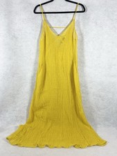 Zara Dress Women’s Small Yellow Shift Sleeveless Sheer Linen Crinkle Resort New