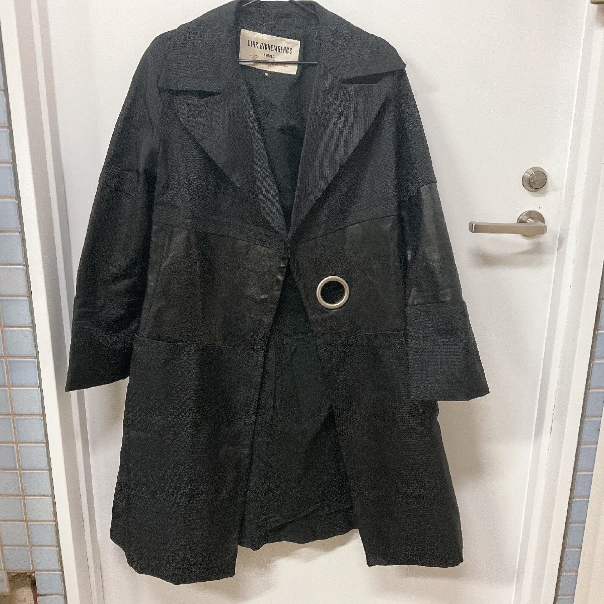 RARE dirk bikkembergs bungee cord nylon leather coat womens