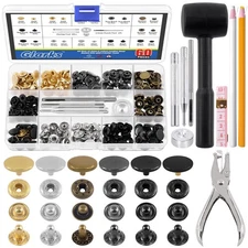 60 Sets Leather Snap Fasteners Kit, 12.5mm 6 Colors Metal Snap Buttons Press ...