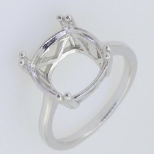 Sterling Silver Semi Mount Ring Setting Cushion 12X12mm Solitaire Ring For Her