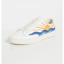 Soludos Women's Sunrise Sunset Sneakers Classic Leather Size 5.5 White Boho