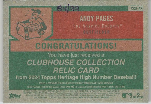Topps Heritage Clubhouse Collection Memorabilia/Relic Cards - You Pick Upd 2/7 - Afbeelding 27 van 111
