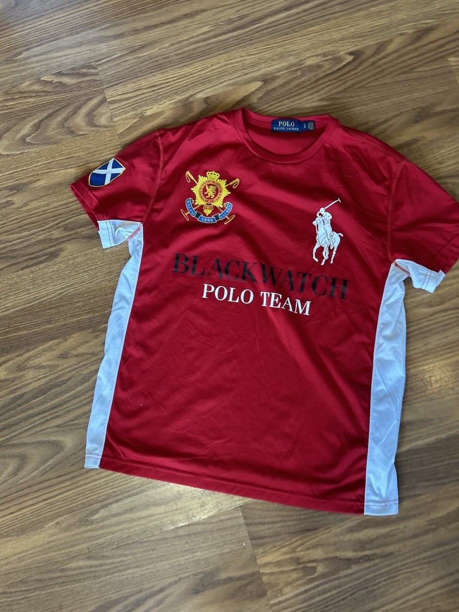 Black Watch Polo Team Ralph Lauren Shirt Red Small Athletic Top | eBay