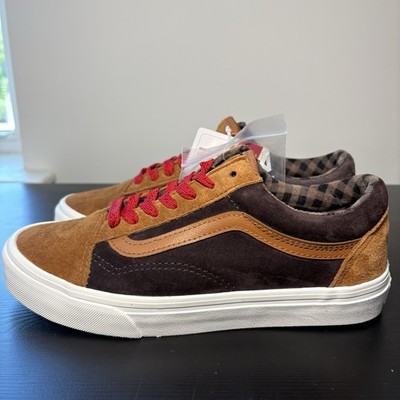 VANS Old Skool Men 6 / W 7.5 Pig Sueded Plaid Scarab Side Stripe Skate Sneaker