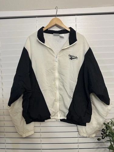 90s Reebok Track Jacket Size XL Black and White video thumbnail