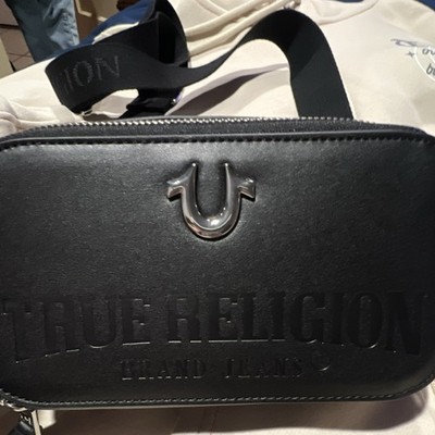 True Religion Black Crossbody Bag Zip Closure Inner Pockets