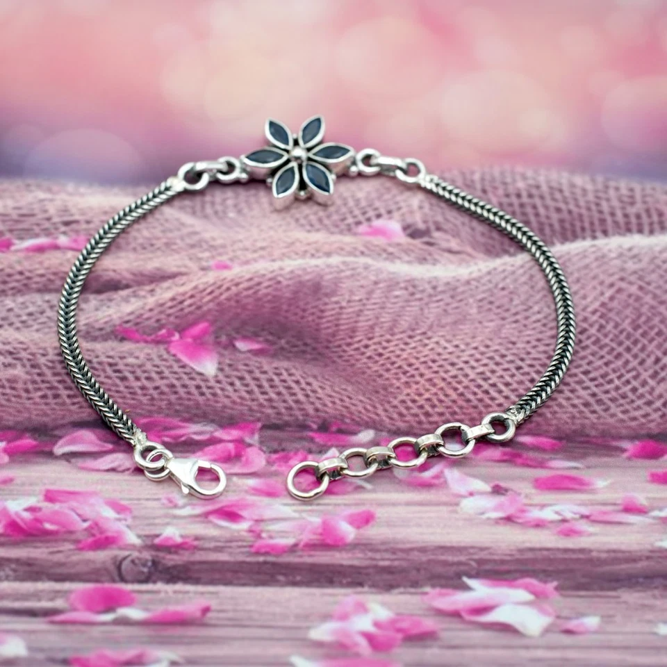 Pulsera de plata esterlina con zafiro natural piedras preciosas naturales hecha a mano joyería boho Foto 4 de 4