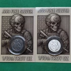 LOT 2x 1/10 Ounce .999 Silver Monarch Precious Metals Tactical Skeleton + BONUS