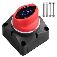 Battery Disconnect Switch with Voltmeter, DC 5-60V Waterproof Marine Battery