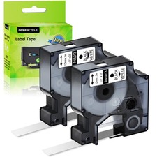 Greencycle 2PK Black on White Label Tape for DYMO D1 45013 LabelManager 280 300
