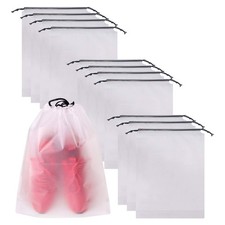 Set of 12 Portable Translucent Shoe Bags for Travel Large Clear Shoes Pouch S...