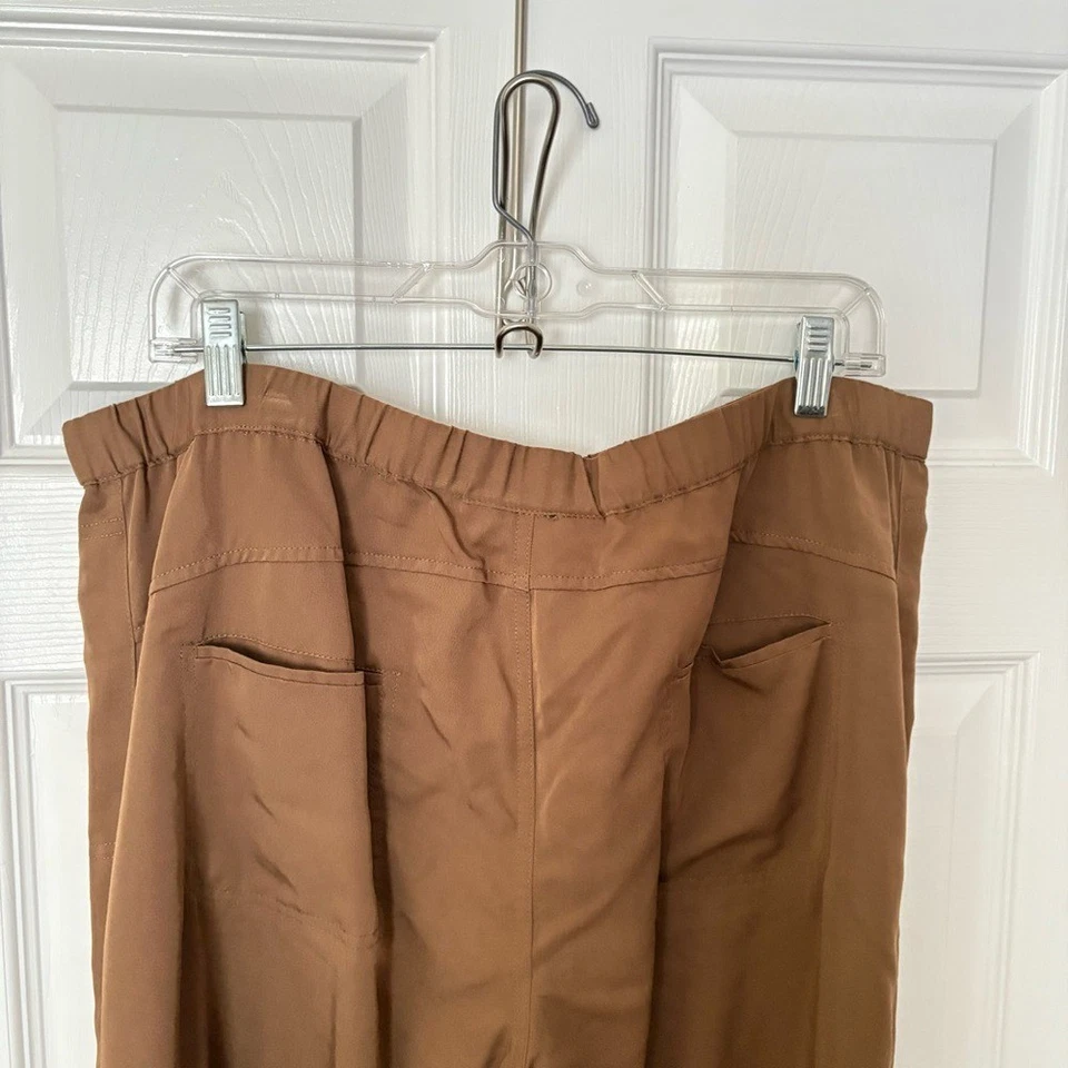 Belle Gray By Lisa Rinna Large Brown Pull On Pants Ruching On Legs NWT - Image 4 of 4