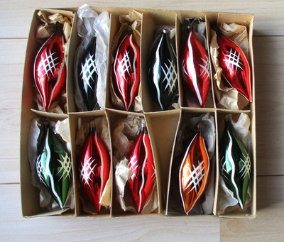 Alter seltener Christbaumbehang aus Lauscha -  11 farbige Tropfen 10 -11 cm lang