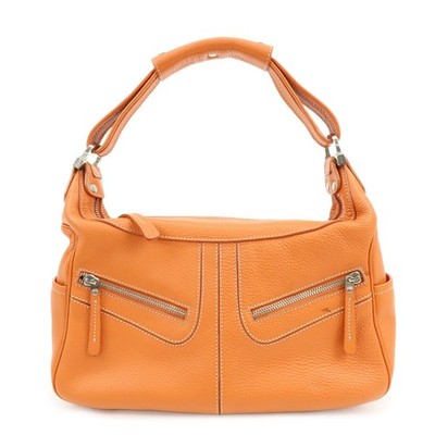 TOD'S Miky Leather Shoulder Bag Hand Bag Orange Authentic Used F/S
