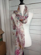 Women's Floral Lightweight Rectangle Multicolore Scarf Wrap 28" x 88" Semi Sheer