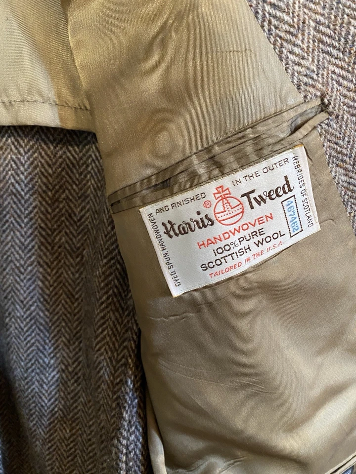 Abrigo Blazer Deportivo Vintage HARRIS TWEED Espiga 42R Tejido a Mano Lana Escocesa Foto 2 de 4
