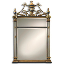 Maitland-Smith Canova Empire Beveled Mirror: Giltwood & Metal, Carved Urn & Swag