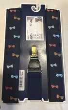 NWT Men  s Saddlebred Navy Suspenders with Bow ties, One Size
