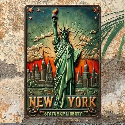 Blechschild Freiheitsstatue New York Statue of Liberty Retro Vintage TEL1379