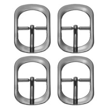 4 Pcs 0.8 Inch Single Prong Buckle Oval Center Bar Buckle, Black