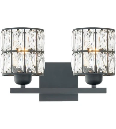 Bath or Wall Light Quoizel Gibson 2 Light 13'' Matte Black, Crystals, GIB8613MBK - Picture 1 of 1