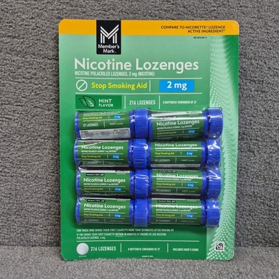 Member's Mark Nicotine Lozenge 2mg, Mint Flavor (27 ct., 8pk.) FDA Approved