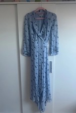 Ganni Blue Floral Wrap Dress