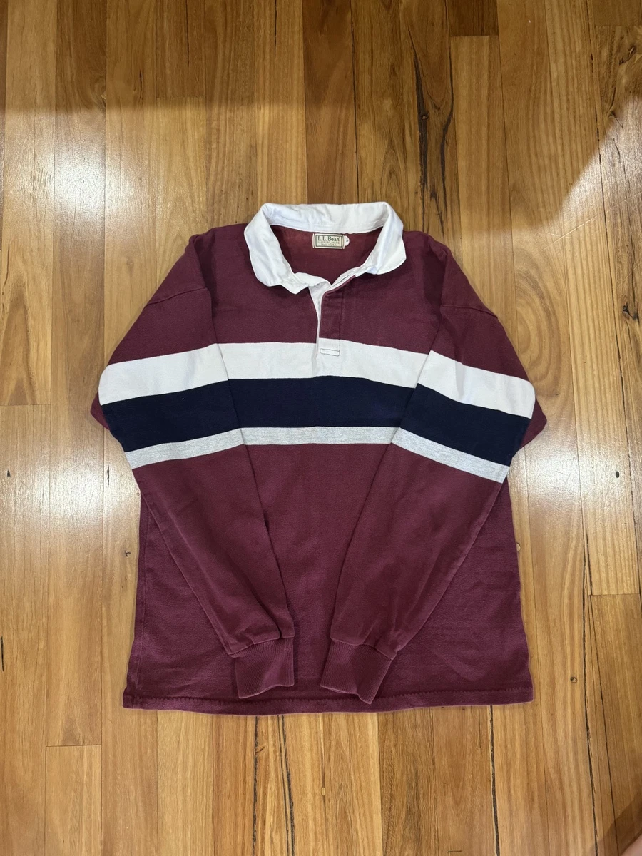 Vintage LL Bean Rugby Shirt Mens Large Heavy Cotton 80s Made in USA Polo