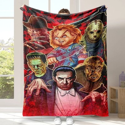 Horror Slasher Icons Flannel Blanket Spooky Villain Fan Gift