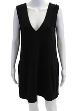 Diane Von Furstenberg Womens Sleeveless V-Neck Casual Trapeze Dress Black Size 8