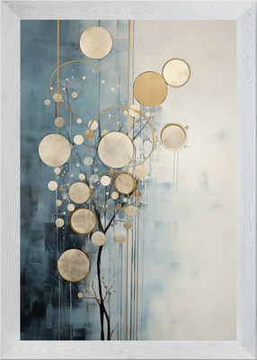 Abstrakter Baum mit Kreisen gerahmtes Wandbild Poster Leinwandbild Bild