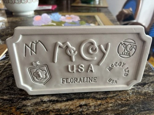 McCoy Floraline White Ceramic Dealer Sign - Mid 20th Century USA