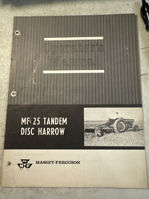 1970  Massey Ferguson Mf 25 Tandem Disc Harrow Operator's Manua