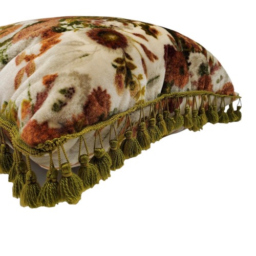 VTG Botanical Flower Velour 14x14 Square Decor Pillow 60s 70s Style Reversible - Picture 5 of 6