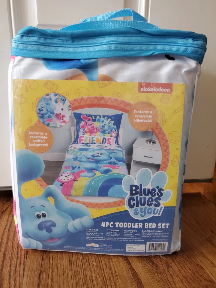 NUEVO Blue's Clues & You! Juego de cama reversible 4 piezas para niños pequeños AMIGOS con magenta Foto 2 de 4