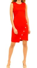 TOMMY HILFIGER S/LESS  ASYMMETRICAL SHEATH DRESS, SPICY ORANGE , SIZE 10 NWT