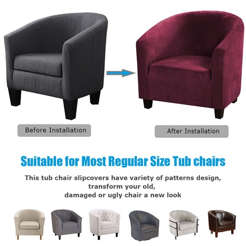 Stretch Club Sofa Chair Cover Living Room Tub Barrel 1 Seater Armchair Slipcover - Picture 11 of 34
