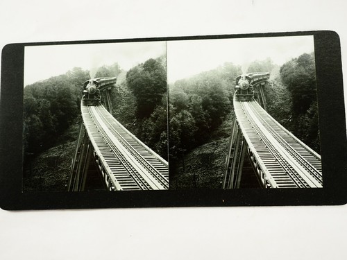 Crossing a Steel Trestle in New Hampshire Stereoview Card